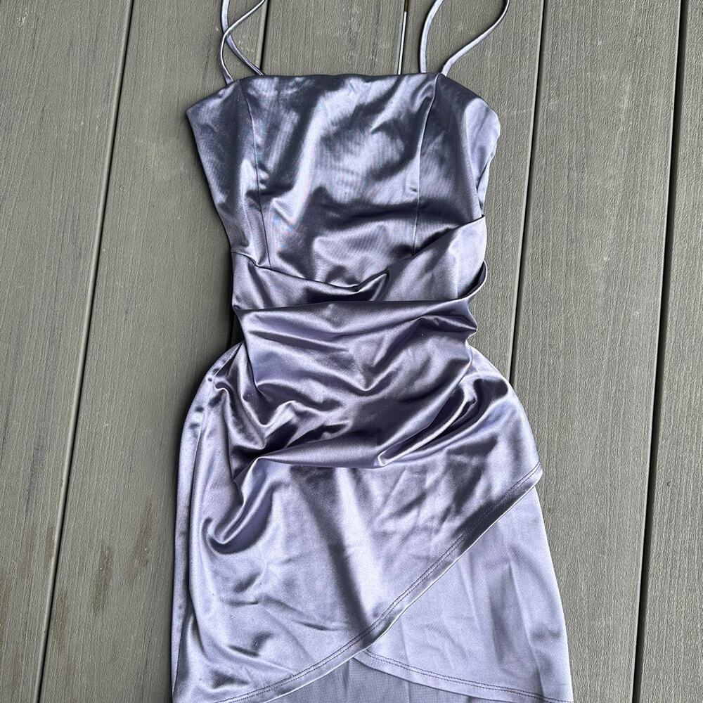 Purple satin mini dress